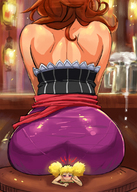 drawing blonde color butt_crush anime fairy brunette shrunken_woman annoyed dragons_crown sorceress_(dragons_crown) tiki_(dragons_crown)