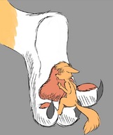 drawing furry blushing claws licking fox paws worship shrunken_character