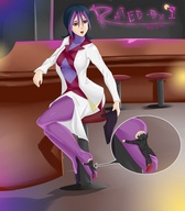 drawing feet color anime purple_hair shoes stockings shrunken_men shrunken_man looking_down bar stool wildboy19 dextra yu-gi-oh_zexal