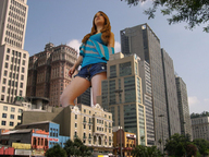 giantess collage city buildings brunette sky between_buildings peque