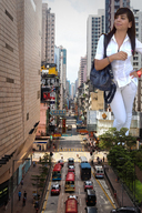giantess collage city traffic brunette streets between_buildings peque