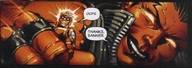 drawing comic black_hair color handheld yellow_eyes smiling gloves shrunken_man comic_book fist costume looking_at_viewer goggles dialogue zipper red_skin red_she_hulk marvel_comics the_wasp betty_ross hank_pym