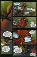 drawing comic black_hair large_breasts long_hair armor shrunken_men shrunken_man costume ant-man spider-woman marvel_comics skrull
