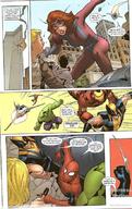 drawing giantess mega comic long_hair red_hair avengers under_foot giant_girl new_york_city wolverine iron_man hulk janet_van_dyne comic_books spider-man marvel_comics avengers_tower