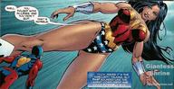 drawing giantess comic black_hair color long_hair brunette shrunken_men shrunken_man costume wonder_woman leotard atom dialogue dc_comics ryan_choi