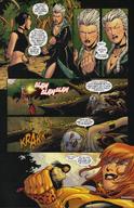 breasts drawing giantess mega color long_hair giganta gloves red_hair bodysuit mask comic_book jumpsuit dialogue zipper dc_comics black_alice deadshot secret_six banshee manhunter lady_vic