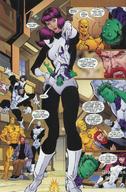drawing giantess chief mega comic color boots beast_boy dangle doom_patrol belt hands_on_hips pinched dc_comics elasti-girl robotman negative_man rita_farr