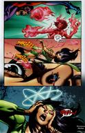 drawing giantess comic black_hair color green_eyes brunette story asian shrunken_men shrunken_man nose magic nostril atom dialogue watermark superheroes dc_comics cinder cheshire ryan_choi