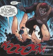 drawing giantess comic hand doom_patrol dialogue beret dc_comics elasti-girl some_kinda_gorilla bandolier gorilla rita_farr