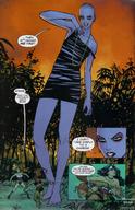 drawing giantess black_hair long_hair barefoot short_hair blue_skin fighting outdoors wonder_woman trees artemis strife comic_books