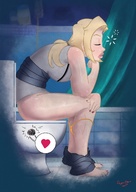 drawing color tsunade shrunken_men toilet unaware bathroom nail_polish sleepy apeiron-macro naruto_(series)