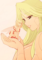 drawing gentle blonde handheld fairy shrunken_woman looking_at_tiny