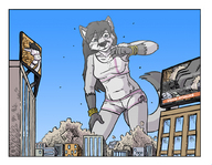 breasts drawing giantess furry macro anthro city mega color destruction paws canine shorts news fox_girl earrings top emily yellow07 bracelet sports_bra rayfkm