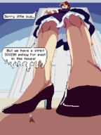 micro color high_heels low_angle shrunken_men shrunken_man video_game molotav commission pixel_art queensville