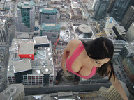 giantess collage city cleavage buildings unknown_artist skyscraper standing downward_angle