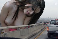 breasts collage brunette jr highway vehicles overpass looking_at_tiny