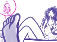 drawing feet color barefoot unaware guitar adventure_time marceline princess_bubblegum on_toe twisted_persona playing_guitar cartoon_network