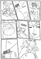 drawing giantess vore comic monochrome handheld saliva story shrunken_men open_mouth inside_mouth swallowed dialogue between_lips vaderaz