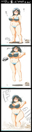 drawing giantess comic color long_hair destruction brunette story jumping voluptuous japanese_text jump bikuta