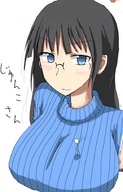 drawing blushing ochiko_terada glasses anime huge_breasts junko shrunken_man