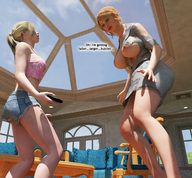 breasts growth blonde breast_expansion red_hair digital_render