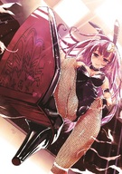 drawing blushing cleavage high_heels anime touhou red_eyes smiling camel_toe red_hair unknown_artist foot_crush looking_down bunny_suit bunny_girl point_of_view fishnet_nylons imminent_crush