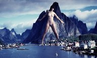 breasts collage nude mega water unknown_artist village mountains clouds houses sky lack