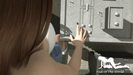giantess city long_hair brunette high_angle outdoors poking digital_render