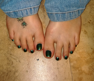 collage feet toes barefoot jeans shrunken_people green_toe_nails tattooed