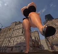 city upskirt high_heels huge_breasts low_angle outdoors point_of_view redfiredog digital_render