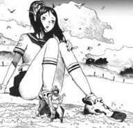 drawing giantess monochrome beach water brunette sitting uniform chinese long_socks jyoshi_kohei 女子攻兵