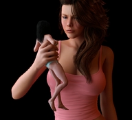 handheld shrunken_woman looking_at_tiny digital_render flagg3d