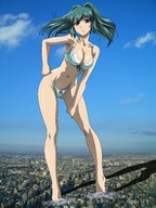 giantess collage mega underwear green_hair twintails outdoors