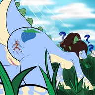breasts drawing nude pussy furry tail butt cleavage brunette anal shrunken_men crawling belly blue_skin unaware shrunken_man thighs eyes stuck_to_butt terranariko crocodile