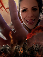 collage mega tongue destruction brunette military reaching giantess_katelyn parachute looking_at_tiny goldfish