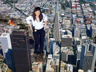 collage city destruction buildings brunette wonderslug fire skyscraper olivia_munn downward_angle