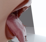 vore tongue mouth saliva shrunken_people digital_render flagg3d lip_gloss stuck_to_lips