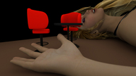 giantess sleeping blonde long_hair chair no_background digital_render fater