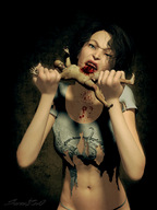 giantess nude vore handheld blood cruel ripped_clothing sorenzer0 chewing digital_render innards