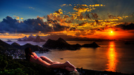 giantess collage beach barefoot ocean buildings wonderslug lying_down giantess_katelyn mountains clouds sky sunrise rio_de_janeiro