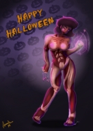 drawing small_men anime purple_hair foot_crush halloween teasing eva costume titan attack_on_titan female_titan apeiron-macro