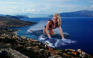 bikini breasts giantess collage mega blonde swimsuit destruction cleavage ocean wonderslug giantess_katelyn waves seaside looking_at_tiny tidal_wave