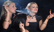 collage nude blonde black_hair long_hair handheld red_hair short_hair smoking shrunken_woman giantesses