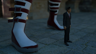 short_hair boots tie shrunken_man suit outdoors digital_render