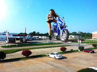 giantess collage brunette wonderslug sky parking_lot motorcycle vehicle_crush carmen_ortega gas_station