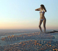 collage city mega swimsuit destruction cleavage brunette unknown_artist navel foot_crush belly looking_down thighs new_york_city source_needed