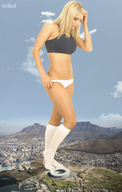 collage city mega blonde destruction socks airplane jets mountains sky ggd knee_socks surreal sports_arena