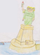 drawing giantess blonde color water standing statue_of_liberty source_needed pedestal extra_arms lady_liberty extra_heads