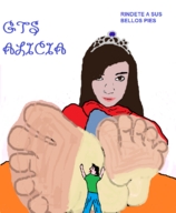 drawing feet color long_hair brunette brown_eyes translate_me shrunken_men shrunken_man tiara licking_feet