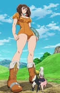 giantess color anime brunette purple_eyes leotard seven_deadly_sins elizabeth_liones meliodas_(nanatsu_no_taizai) elizabeth_(nanatsu_no_taizai) diane_(seven_deadly_sins)